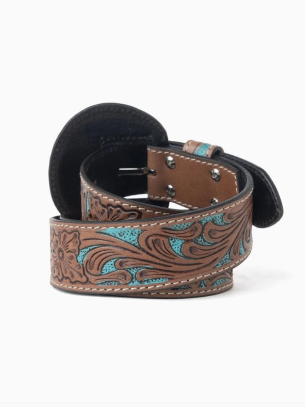 Myra Western Wreath Leather Belt in Bronco Sky - Picture 3 of 8